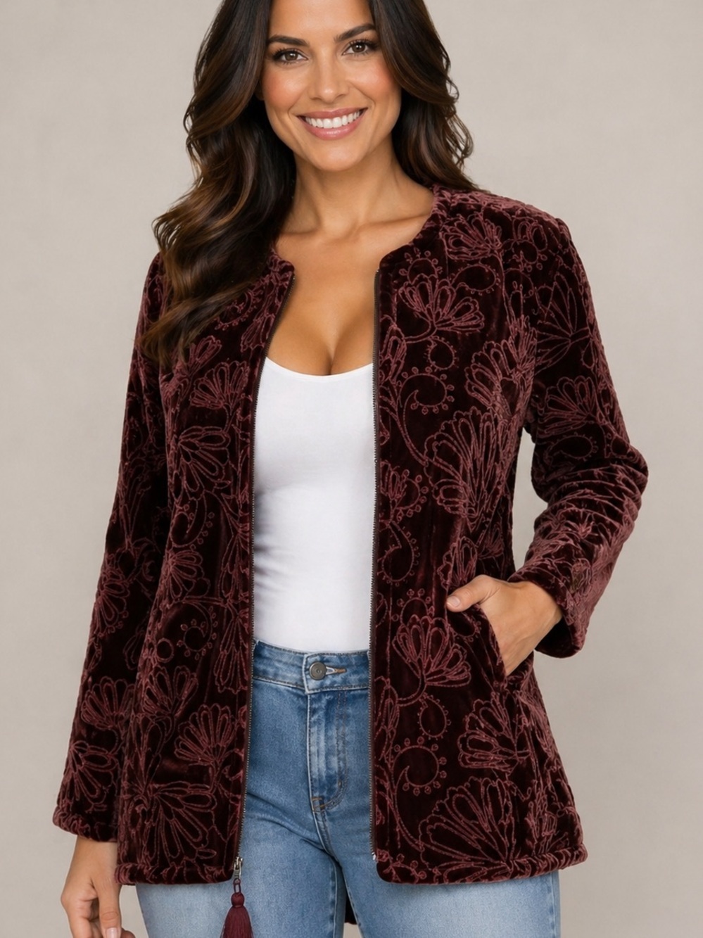Johnny Was velvet silk blend embroidered Cooper Quilted Jacket NWT (oversized)